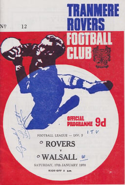 Tranmere Rovers v Walsall Match Programme 1970-01-17